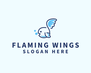 Cute Flying Fish  logo design