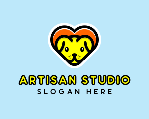 Cute Heart Dog  logo design