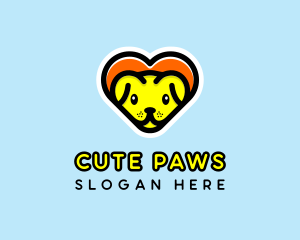 Cute Heart Dog  logo design