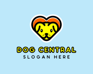 Cute Heart Dog  logo design