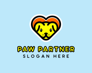 Cute Heart Dog  logo design