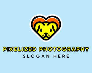 Cute Heart Dog  logo design