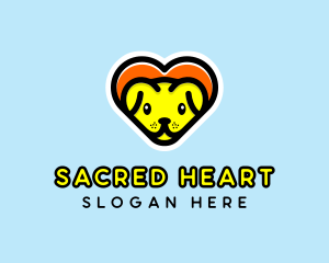 Cute Heart Dog  logo design