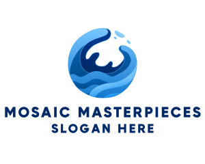 Abstract Ocean Surfing Waves  logo design