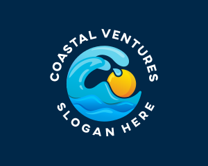 Sun Ocean Wave logo design