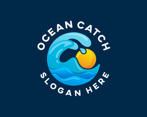 Sun Ocean Wave logo design