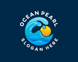 Sun Ocean Wave logo design