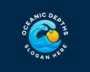 Sun Ocean Wave logo design