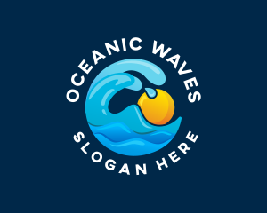 Sun Ocean Wave logo design