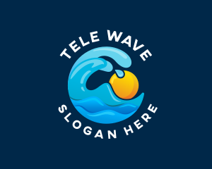 Sun Ocean Wave logo design