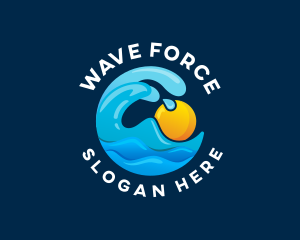 Sun Ocean Wave logo design