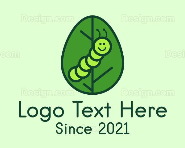 Cute Caterpillar Leaf Logo