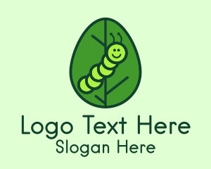 Cute Caterpillar Leaf Logo