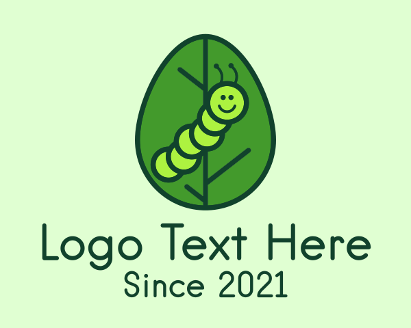 Cute Caterpillar Leaf logo