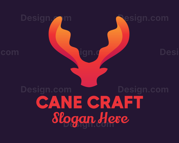 Red Orange Moose Antlers Logo