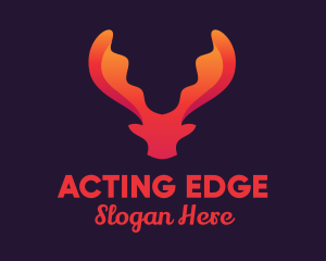 Red Orange Moose Antlers logo design