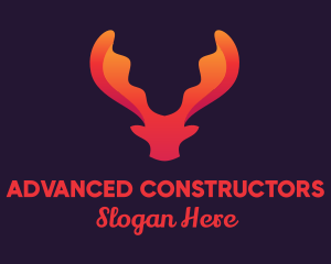 Red Orange Moose Antlers logo design