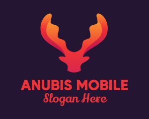 Red Orange Moose Antlers logo design