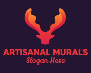 Red Orange Moose Antlers logo design