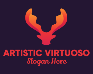 Red Orange Moose Antlers logo design