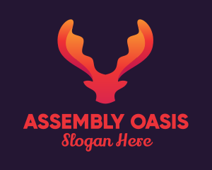 Red Orange Moose Antlers logo design