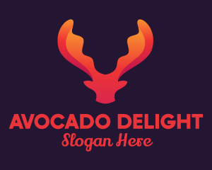 Red Orange Moose Antlers logo design