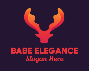 Red Orange Moose Antlers logo design