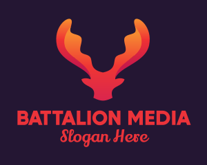 Red Orange Moose Antlers logo design