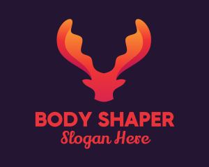 Red Orange Moose Antlers logo design