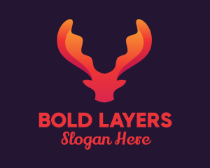 Red Orange Moose Antlers logo design