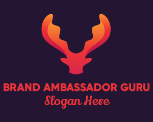 Red Orange Moose Antlers logo design