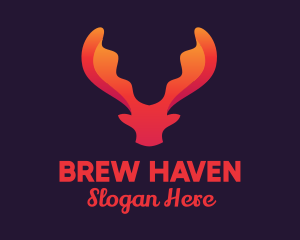 Red Orange Moose Antlers logo design