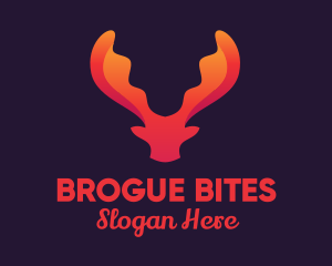 Red Orange Moose Antlers logo design