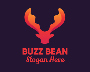 Red Orange Moose Antlers logo design