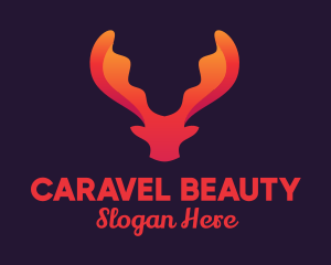 Red Orange Moose Antlers logo design