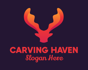 Red Orange Moose Antlers logo design