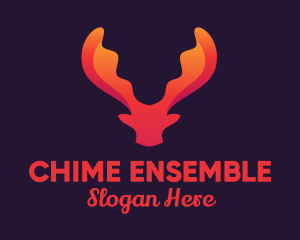 Red Orange Moose Antlers logo design