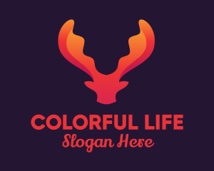 Red Orange Moose Antlers logo design