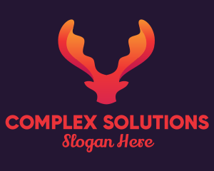 Red Orange Moose Antlers logo design