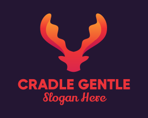 Red Orange Moose Antlers logo design