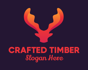 Red Orange Moose Antlers logo design