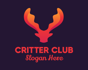 Red Orange Moose Antlers logo design