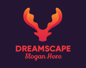 Red Orange Moose Antlers logo design