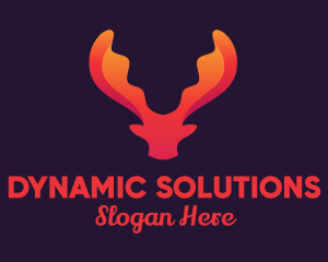 Red Orange Moose Antlers logo design