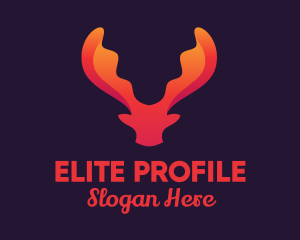 Red Orange Moose Antlers logo design