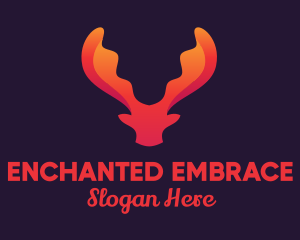 Red Orange Moose Antlers logo design