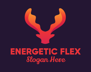 Red Orange Moose Antlers logo design