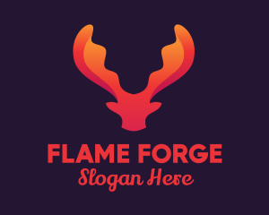 Red Orange Moose Antlers logo design