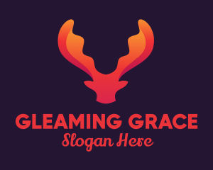 Red Orange Moose Antlers logo design