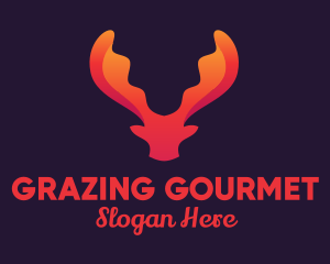 Red Orange Moose Antlers logo design